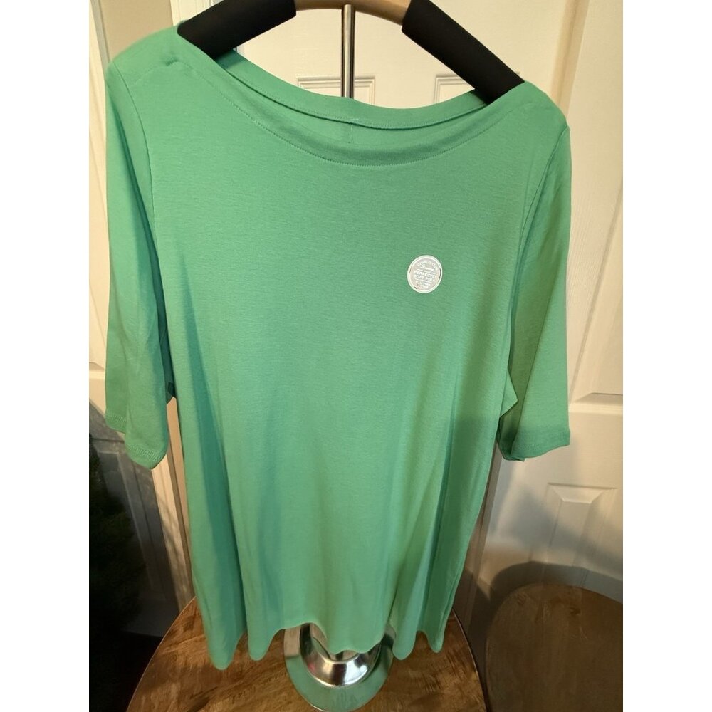 Brand new CHARTER CLUB WOMENS  W/TAGS Cotton Boatneck Green top size 2X
